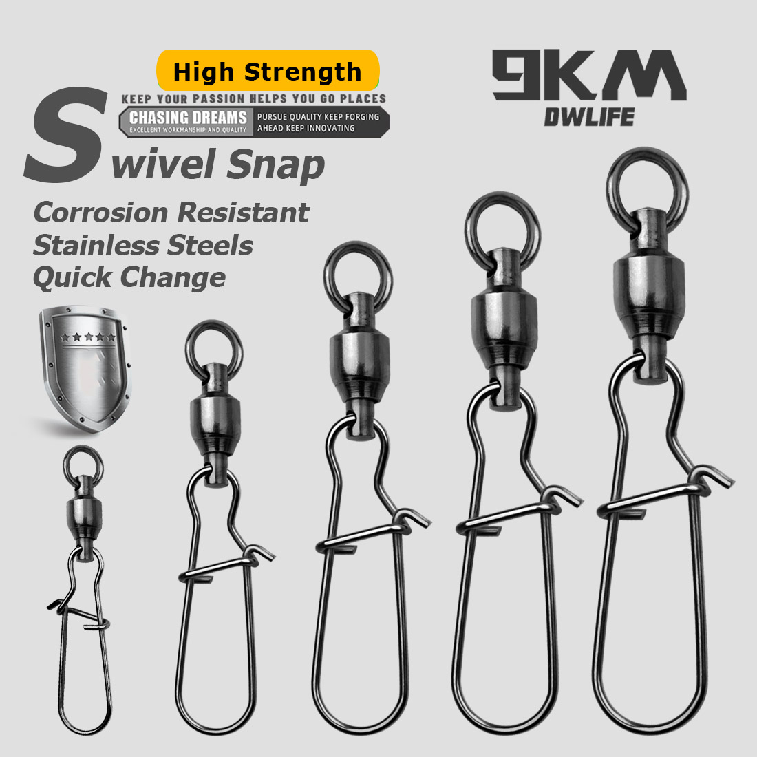 9KM 10PCS Ball Bearing Swivel  - Monofilament Line 评论和价格