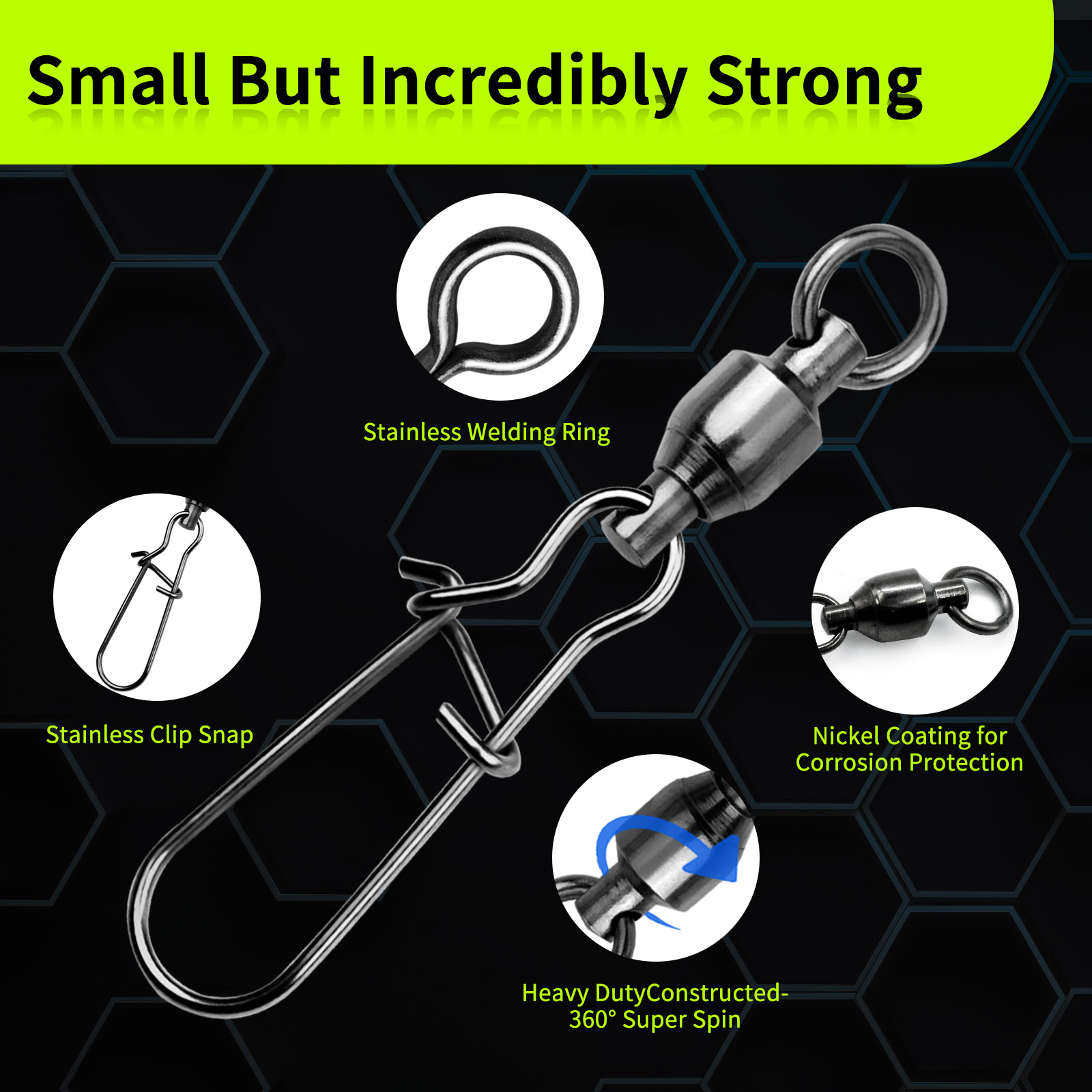 9KM 10PCS Ball Bearing Swivel  - Monofilament Line 评论和价格