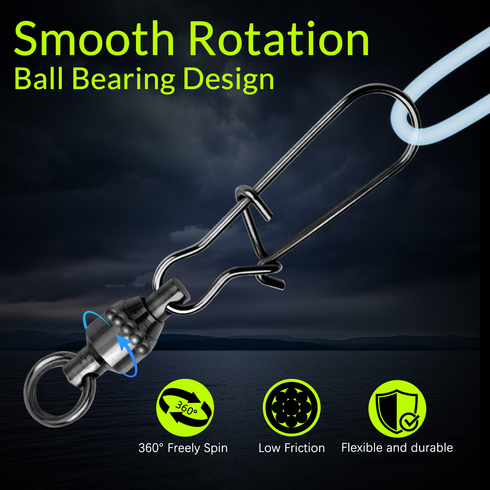 9KM 10PCS Ball Bearing Swivel  - Monofilament Line 评论和价格