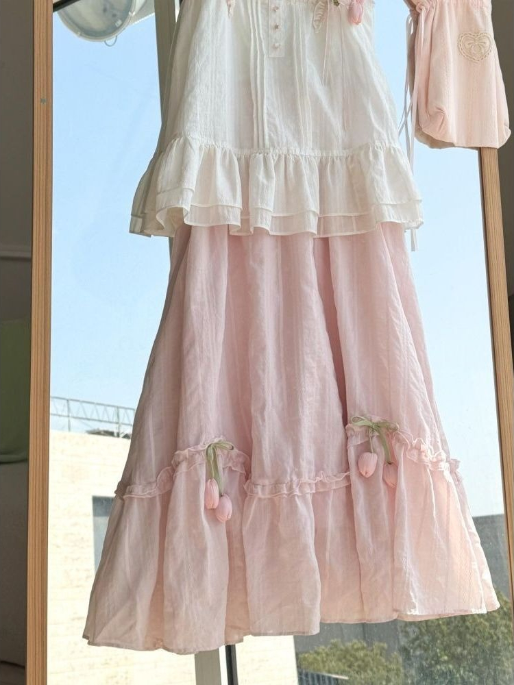Sweet Kawaii Ruffle Trim Tulip - Fly Line 评论和价格